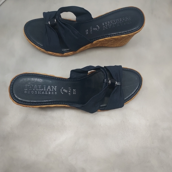 Italian Shoemaker Summer Vacation Blue Slide Wedge/Sandals Size 11M - Picture 3 of 8